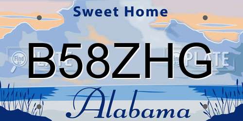 B58ZHG Alabama License Plate