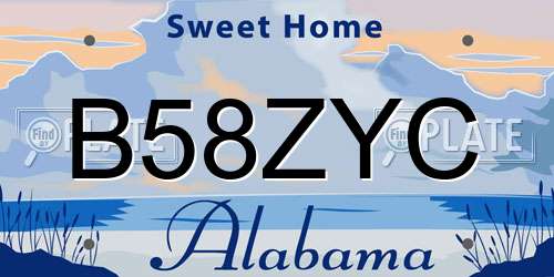 B58ZYC Alabama License Plate