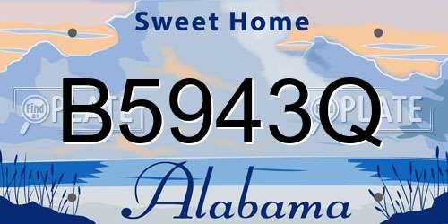 B5943Q Alabama License Plate