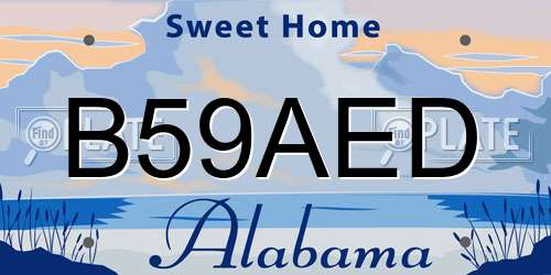 B59AED Alabama License Plate