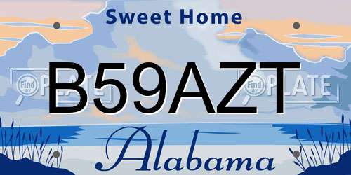 B59AZT Alabama License Plate