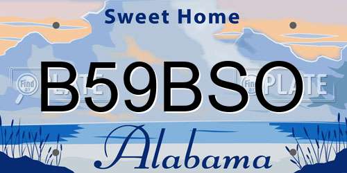 B59BSO Alabama License Plate