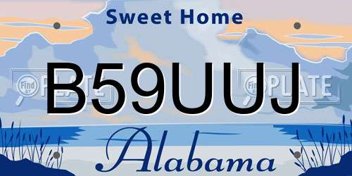 B59UUJ Alabama License Plate