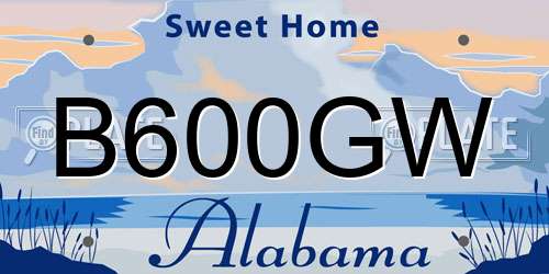B600GW Alabama License Plate