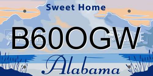 B60OGW Alabama License Plate