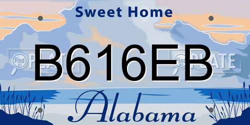 B616EB Alabama License Plate