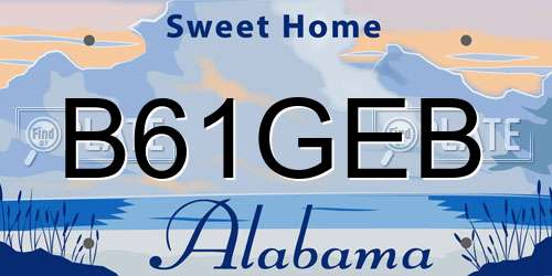 B61GEB Alabama License Plate