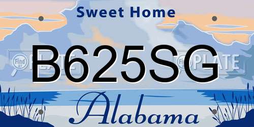 B625SG Alabama License Plate