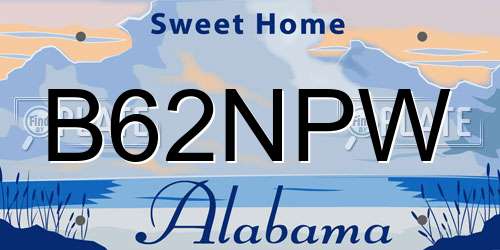 B62NPW Alabama License Plate