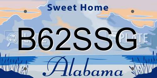 B62SSG Alabama License Plate