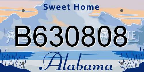 B630808 Alabama License Plate