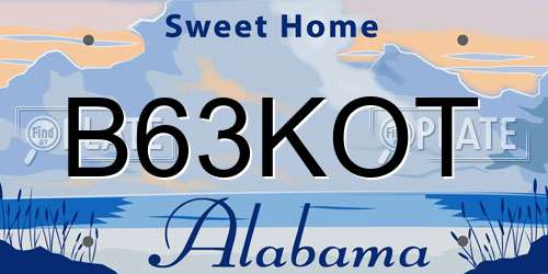 B63KOT Alabama License Plate