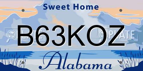 B63KOZ Alabama License Plate