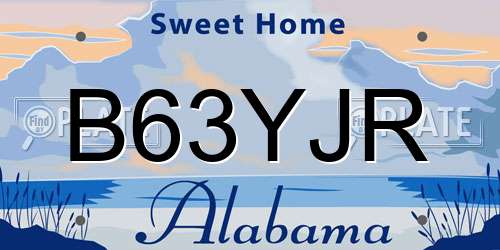 B63YJR Alabama License Plate