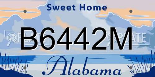 B6442M Alabama License Plate