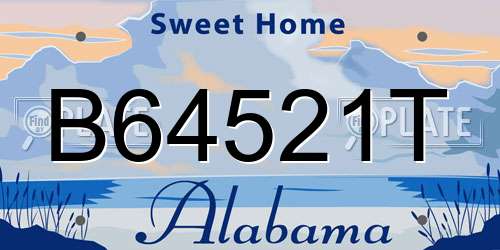 B64521T Alabama License Plate