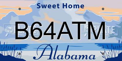B64ATM Alabama License Plate