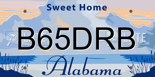 B65DRB Alabama License Plate