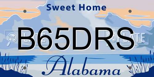 B65DRS Alabama License Plate