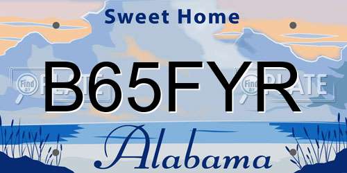B65FYR Alabama License Plate