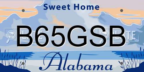 B65GSB Alabama License Plate