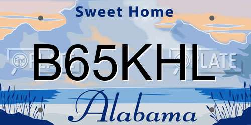 B65KHL Alabama License Plate