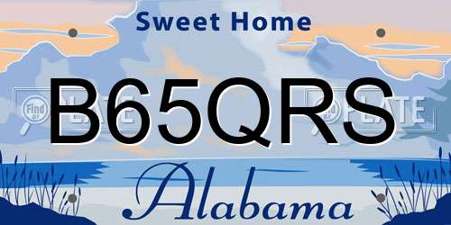 B65QRS Alabama License Plate