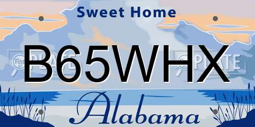 B65WHX Alabama License Plate
