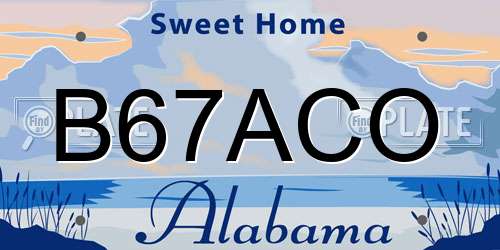 B67ACO Alabama License Plate