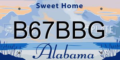 B67BBG Alabama License Plate