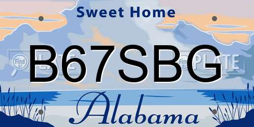 B67SBG Alabama License Plate