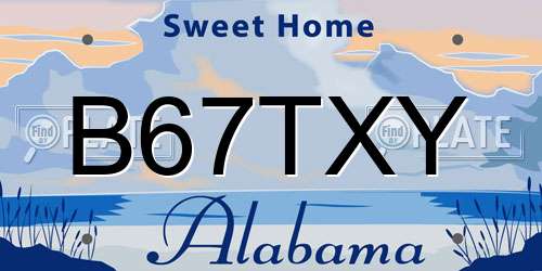 B67TXY Alabama License Plate