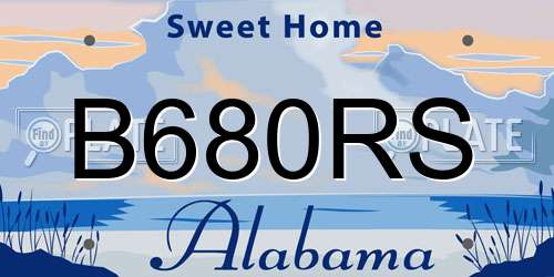 B680RS Alabama License Plate
