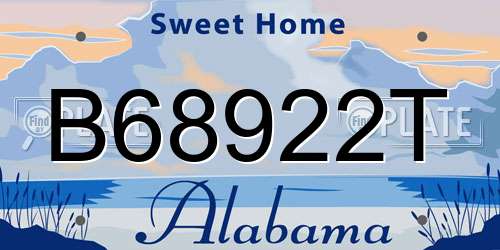 B68922T Alabama License Plate