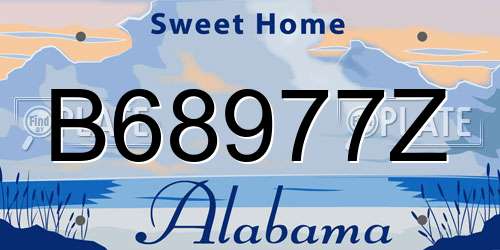 B68977Z Alabama License Plate