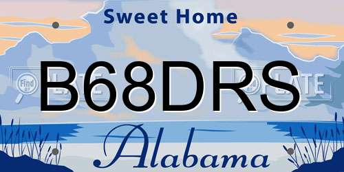 B68DRS Alabama License Plate