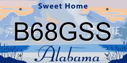 B68GSS Alabama License Plate