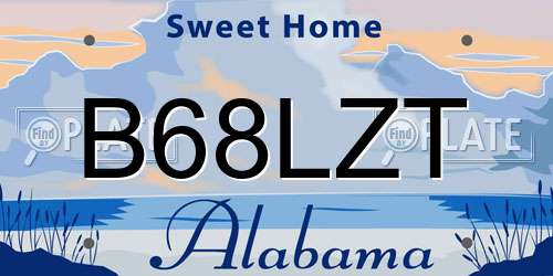 B68LZT Alabama License Plate
