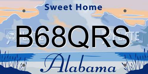 B68QRS Alabama License Plate