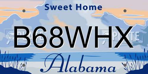 B68WHX Alabama License Plate