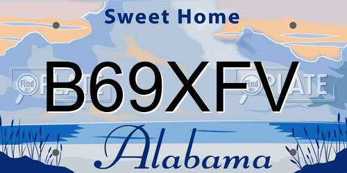 B69XFV Alabama License Plate