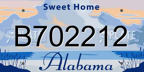 B702212 Alabama License Plate