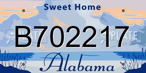 B702217 Alabama License Plate