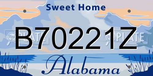 B70221Z Alabama License Plate