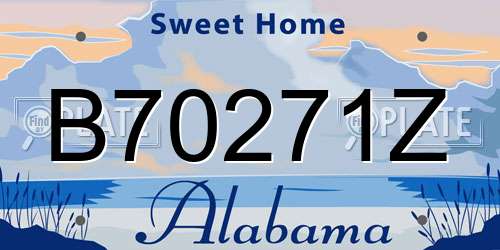 B70271Z Alabama License Plate