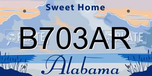 B703AR Alabama License Plate