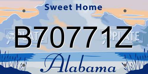 B70771Z Alabama License Plate