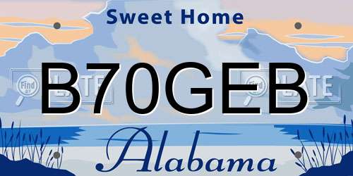 B70GEB Alabama License Plate