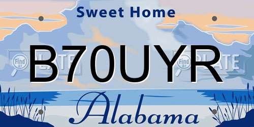B70UYR Alabama License Plate