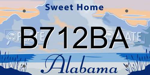 B712BA Alabama License Plate